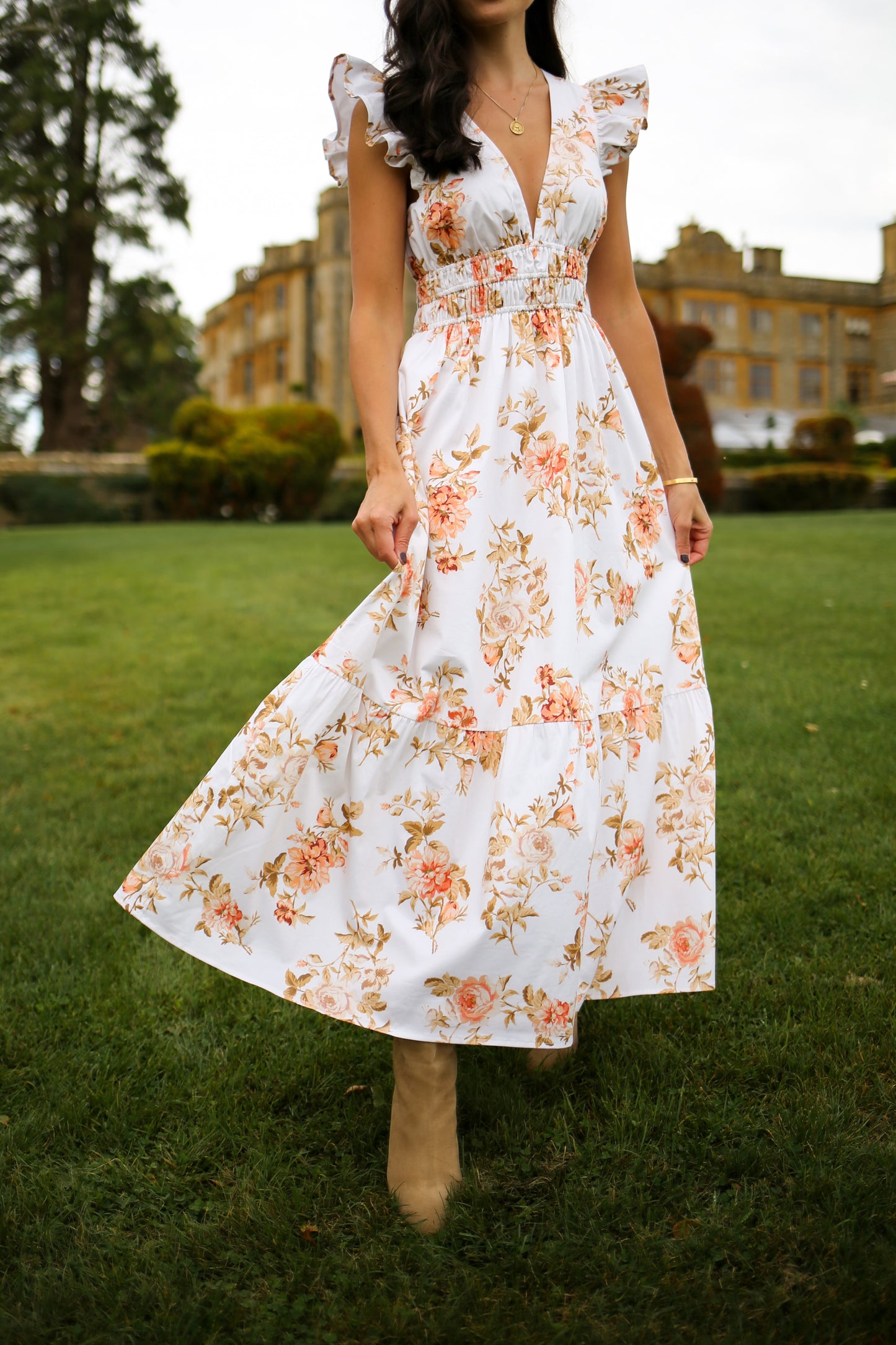 West Village Dress in Peach Floral